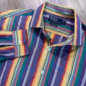 Polo Ralph Lauren Mens Large Vintage Westerton Striped Button Shirt